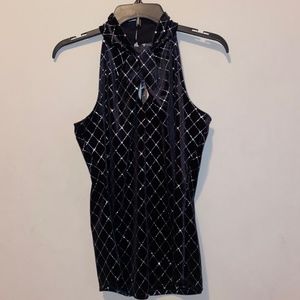 Velvet Sleeveless Top with Glitter Detailing